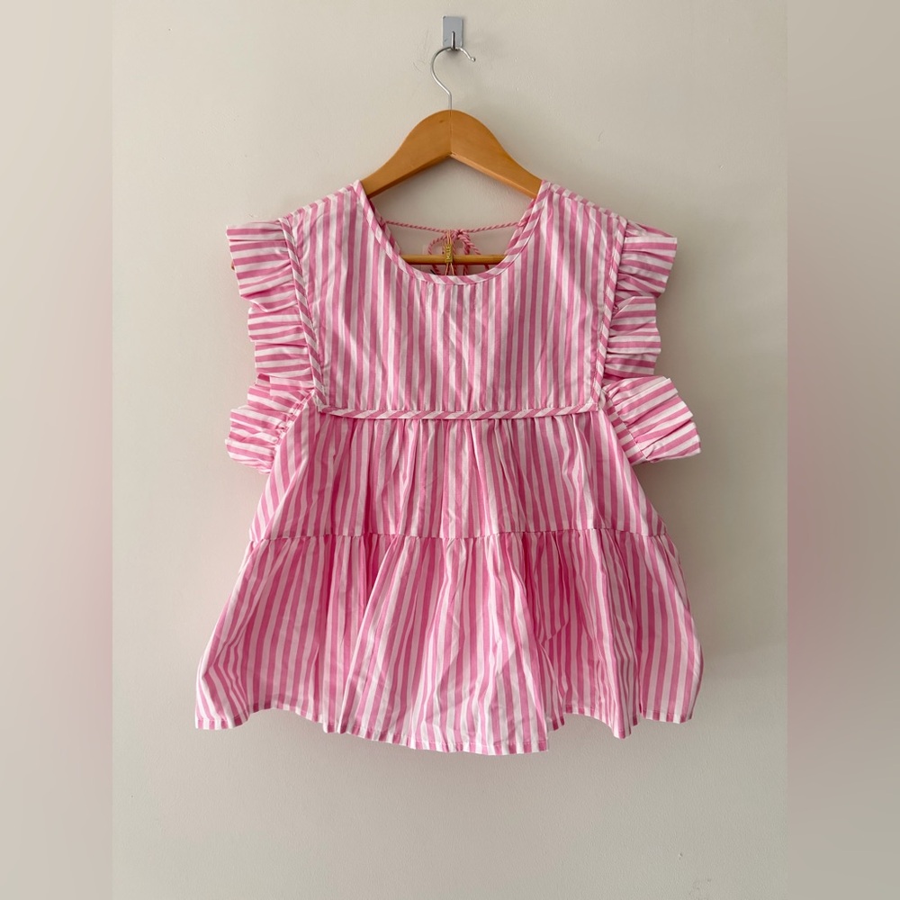NEW Mille Chelsea Top in Bubblegum Stripe Pink White Tassel, XS - Picture 6 of 15
